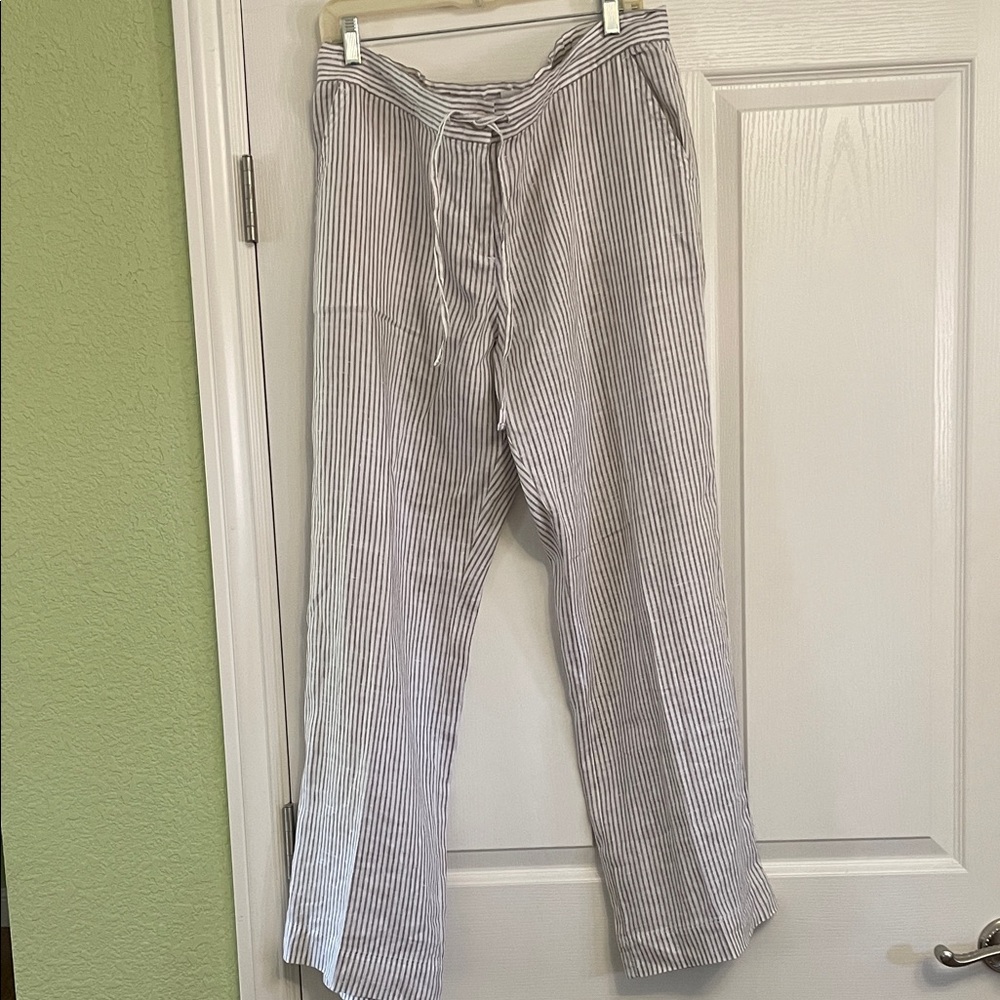 Tommy Bahama Striped Brown Women's Linen Pants L EUC